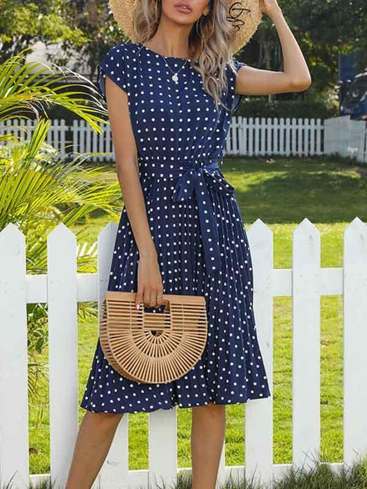 Stunncal Polka Dot Pleated Dress