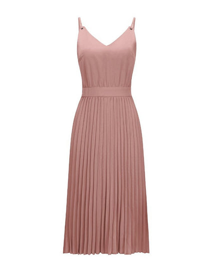 Stunncal Sexy V-Neck Pleated Dress