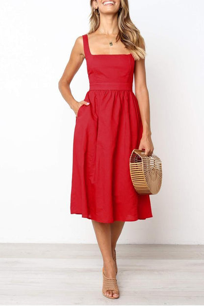 Stunncal Sleeveless Solid Color Regular Fit Casual Wear Dress