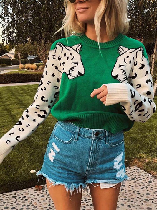 Stunncal Snow Leopard Knit Sweater