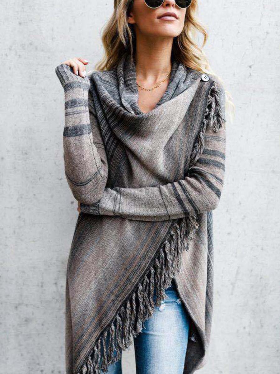 Stunncal Striped Shawl Sweater