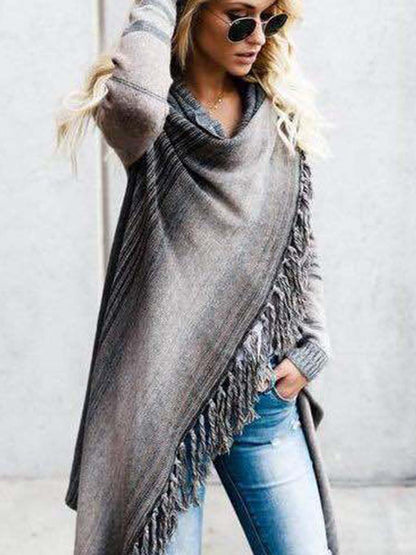 Stunncal Striped Shawl Sweater