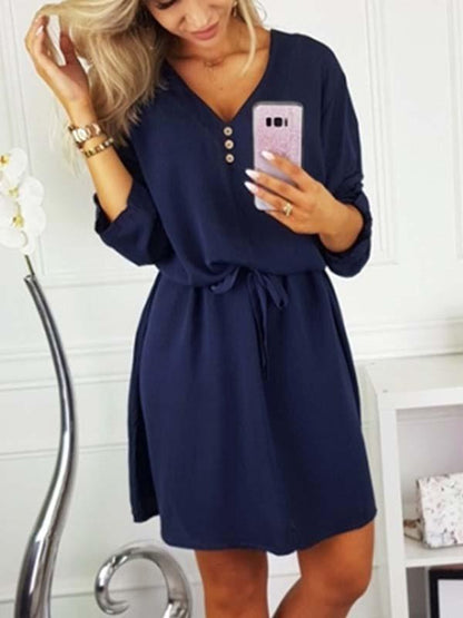 Stunncal V Neck Dress With Belt