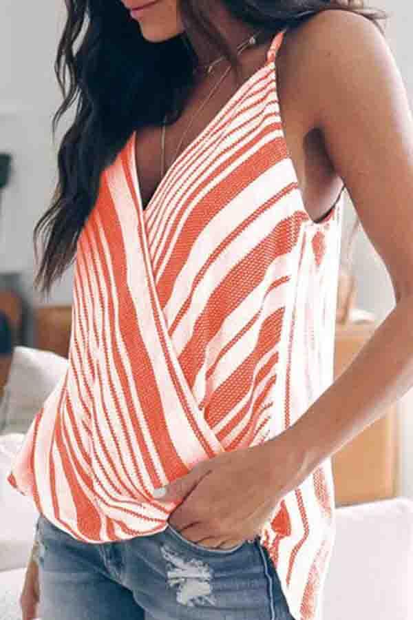 Stunncal Sleeveless Striped Spaghetti Strap Casual Wear Vest