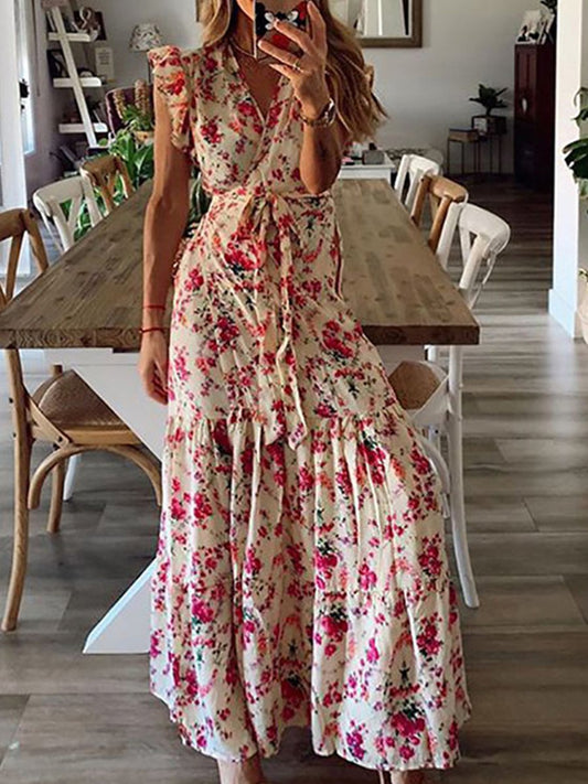 Stunncal Floral Lotus Sleeve Dress