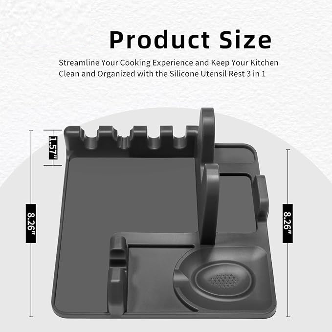 Silicone Utensil Rest and Pot lid holder with Drip Pad