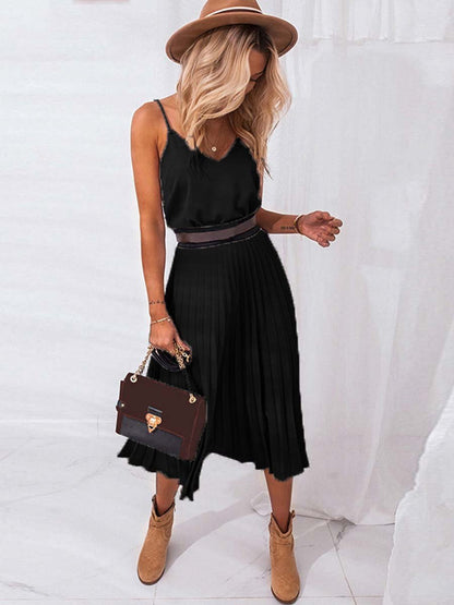 Stunncal Sexy V-Neck Pleated Dress