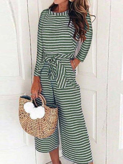 Tie Belt Cropped Jumpsuits