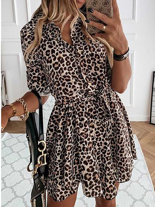 Stunncal Animal Print Belted Mini Dress