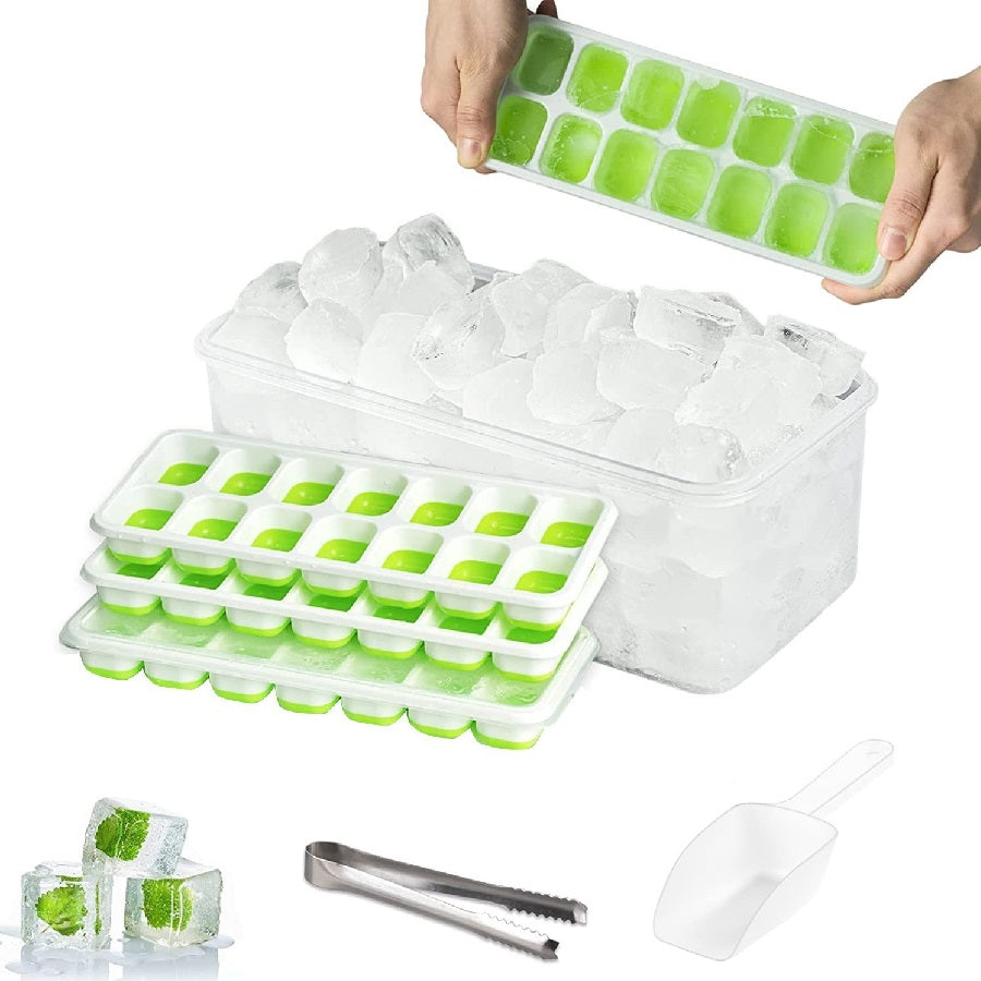 4 Pack Silicone Plastic Ice Cube Trays