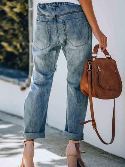 Stunncal ripped Lace-Up Jeans