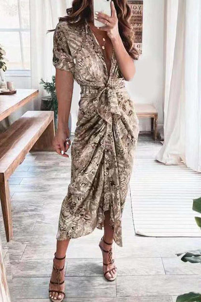 Stunncal Print Button Down Style  Dress