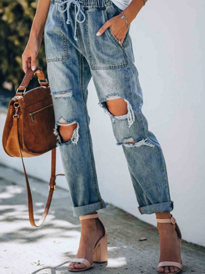 Stunncal ripped Lace-Up Jeans